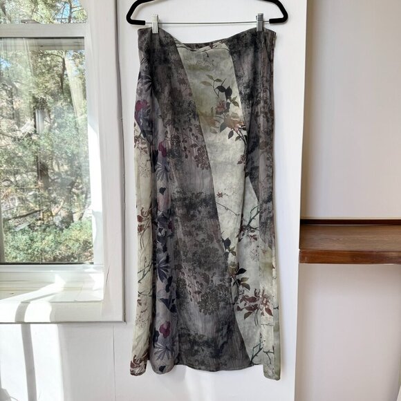 NWT Jaded London Asteria Pannelled Maxi Skirt Long Flowy Green Floral Revolve 6 - Picture 10 of 13